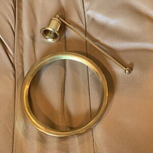 BRASS CANDLE RIM & SNUFFER,  LARGE THREE WICK CANDLES, 6 1/8" DIAMETER